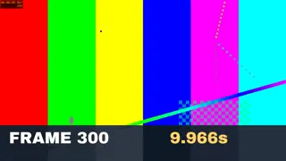 Last frame of the sample, frame 300 at 9.967 seconds